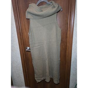 BB Dakota Women's 1X Light Brown Solid Pullover Sleeveless Cowl Neck Dress